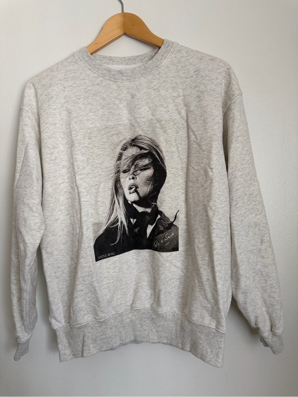Anine Bing Ramona Sweatshirt Brigitte Bardot Graphic Crewneck Gray Women Medium
